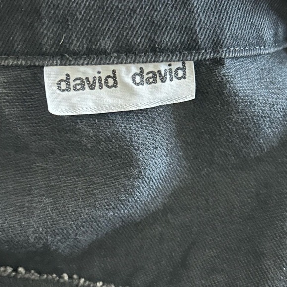 DAVID DAVID black washed Denim Embellished Button up Jean jacket size M - Picture 7 of 14